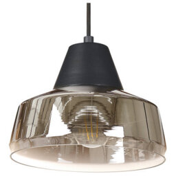 Wyld And Coco Black And Gold Smoked Glass Pendant Lamp For Modern Living Room Or Bedroom, W23 X D23 X H172Cm - thumbnail 4