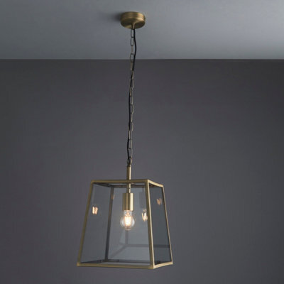 Anson Lighting Hinxton Antique Brass With Clear Glass Shade Timeless Style 1 Light Ceiling Pendant - image 1