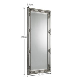 Julian Bowen Palais Pewter Lean-To Mirror, Wood Frame, Rectangular, Full Length, Freestanding, 170 X 70 X 6Cm - thumbnail 6