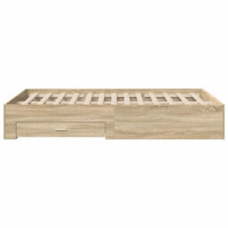 Berkfield Modern Bed Frame With Drawers Sonoma Oak 120X190 Cm Engineered Wood - thumbnail 7