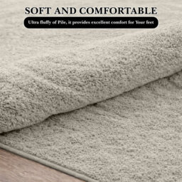 Moonlight Bedding Thick Low Pile Pashmina Shaggy Rug Soft Area Rug Non-Slip Living Room Rugs Bedroom Carpet (Beige, 160X230Cm) - thumbnail 2