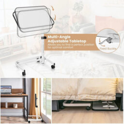 Overbed Table W/ Wheels & Tilting Top 9 Position Beside Table - thumbnail 5