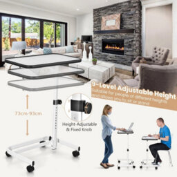 Overbed Table W/ Wheels & Tilting Top 9 Position Beside Table - thumbnail 2