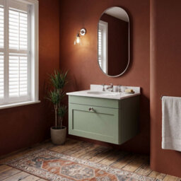 Balterley Swynnerton Traditional 1 Drawer Wall Hung Vanity Unit With Marble Basin, Satin Green, 600mm - thumbnail 4