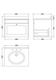 Balterley Swynnerton Traditional 1 Drawer Wall Hung Vanity Unit With Marble Basin, Satin Green, 600mm - thumbnail 5