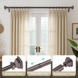Oxford Homeware Satin Black Nickel Effect Extendable Curtain Pole With Metal Lamp Finials, (L)1600mm-3000mm (Dia) 28mm - thumbnail 2