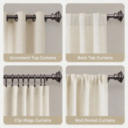 Oxford Homeware Satin Black Nickel Effect Extendable Curtain Pole With Metal Lamp Finials, (L)1600mm-3000mm (Dia) 28mm - thumbnail 6