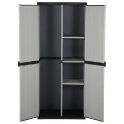 Walplus Garden Storage Cabinet With 3 Shelves Grey&black 68X40X168 Cm - thumbnail 3