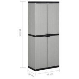 Walplus Garden Storage Cabinet With 3 Shelves Grey&black 68X40X168 Cm - thumbnail 9