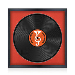 "16X16"" Black Classic Vinyl Record Frame With Poppy Red Mount For 12 Inch Lp Disc - Ak Frames" - thumbnail 1
