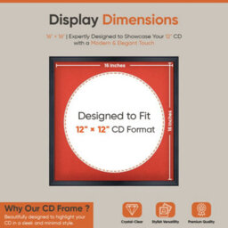 "16X16"" Black Classic Vinyl Record Frame With Poppy Red Mount For 12 Inch Lp Disc - Ak Frames" - thumbnail 2
