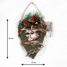 Shatchi Green Wooden Led Heart Hanging Ornament Christmas Holiday Home Décor With 15 Warm White - thumbnail 7