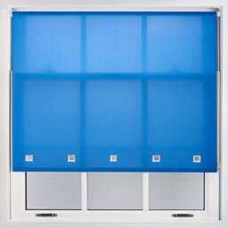Trimmable Daylight Roller Blind With Square Eyelets And Metal Fittings By Furnished - Blue (W)120Cm X (L)165Cm - thumbnail 1