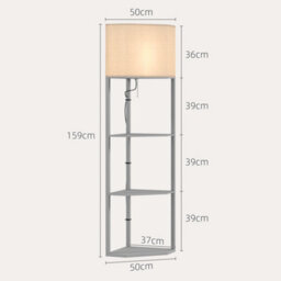 Homcom Corner Modern Floor Lamp With Shelves For Living Room, Bedroom, Grey - thumbnail 3