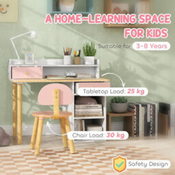 Aiyaplay Kids Desk And Chair Set For Studying, Reading, Drawing, Pink - thumbnail 7
