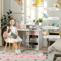 Aiyaplay Kids Desk And Chair Set For Studying, Reading, Drawing, Pink - thumbnail 4
