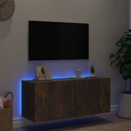 Walplus Tv Wall Cabinet With Led Lights Smoked Oak 100X35X41 Cm - thumbnail 4