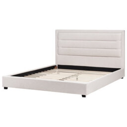 Beliani Bed Fabric Rouen 180 X 200 Cm (Eu Super King) Light Beige - thumbnail 6