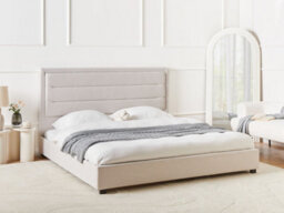 Beliani Bed Fabric Rouen 180 X 200 Cm (Eu Super King) Light Beige - thumbnail 2
