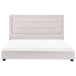 Beliani Bed Fabric Rouen 180 X 200 Cm (Eu Super King) Light Beige - thumbnail 4