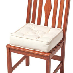 Homescapes Cream Cotton Dining Chair Booster Cushion - thumbnail 1