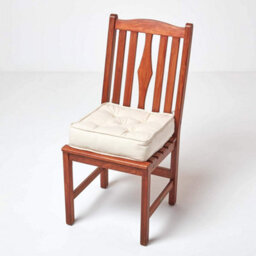 Homescapes Cream Cotton Dining Chair Booster Cushion - thumbnail 7