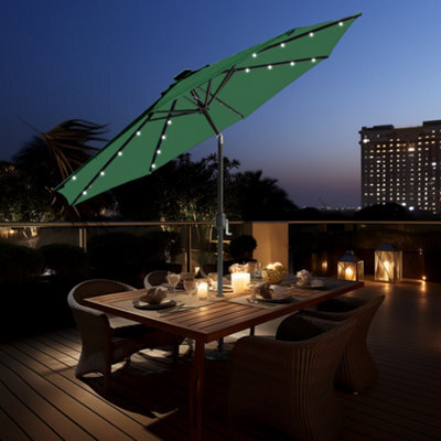 Sundaze 2.7M Green Garden  Parasol Umbrella With Solar Led Lights And Crank Tilt Function Outdoor Patio - image 1