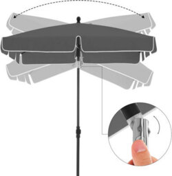 Songmics Balcony Parasol, Rectangular Sunshade With Tilt And Pa-Coated Fabric, Comes With Carry Bag, Base Excluded, Grey - thumbnail 4