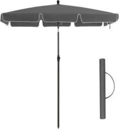 Songmics Balcony Parasol, Rectangular Sunshade With Tilt And Pa-Coated Fabric, Comes With Carry Bag, Base Excluded, Grey - thumbnail 7