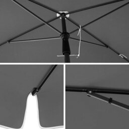 Songmics Balcony Parasol, Rectangular Sunshade With Tilt And Pa-Coated Fabric, Comes With Carry Bag, Base Excluded, Grey - thumbnail 5