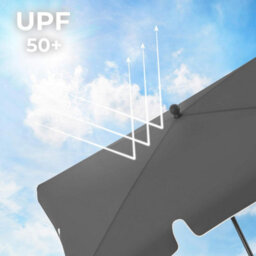Songmics Balcony Parasol, Rectangular Sunshade With Tilt And Pa-Coated Fabric, Comes With Carry Bag, Base Excluded, Grey - thumbnail 3