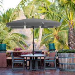 Songmics Balcony Parasol, Rectangular Sunshade With Tilt And Pa-Coated Fabric, Comes With Carry Bag, Base Excluded, Grey