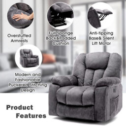 Matteo Power Massage Lift Recliner Chair - Grey - thumbnail 6