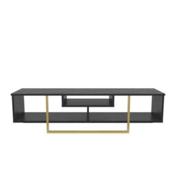 Decorotika Astona Tv Stand Tv Unit For Tvs Up To 65 Inch Black Marble Effect And Gold - thumbnail 5