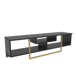 Decorotika Astona Tv Stand Tv Unit For Tvs Up To 65 Inch Black Marble Effect And Gold - thumbnail 6