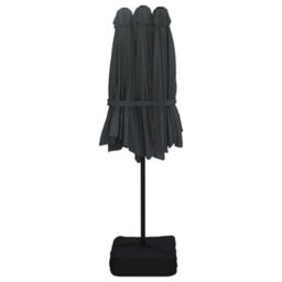 Berkfield Double-Head Garden Parasol With Leds Black 449X245 Cm - thumbnail 7