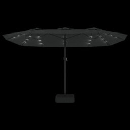 Berkfield Double-Head Garden Parasol With Leds Black 449X245 Cm - thumbnail 6