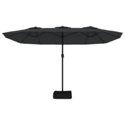 Berkfield Double-Head Garden Parasol With Leds Black 449X245 Cm - thumbnail 5