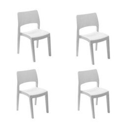 Urbn-Garden 82Cm Height Modern Garden Plastic Chair Set Patio Outdoor Furniture White 4 Pcs - thumbnail 1