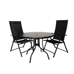 Samuel Alexander Outdoor 2 Person Round Glass Top Garden Dining Table Chairs Set - thumbnail 9