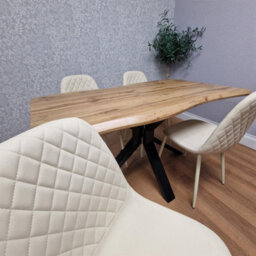 Kosy Koala Modern Dining Table With 4 Cream Gem Pattern Faux Leather Chairs Kitchen Furniture - thumbnail 6