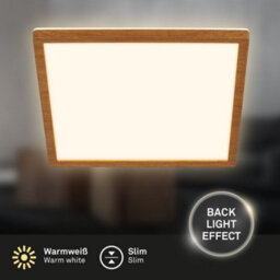 Briloner Ceiling Light Led 18W 2400Lm Square Ultra Slim Wood Look Panel 290mm Warm White - thumbnail 3