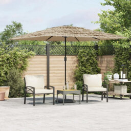 Walplus Garden Parasol With With Leds And Steel Pole Brown 290X290X238 Cm