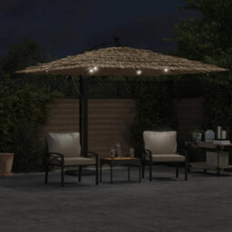 Walplus Garden Parasol With With Leds And Steel Pole Brown 290X290X238 Cm - thumbnail 3