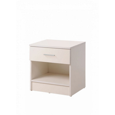 Timber Art Design Rio Costa Bedside Cabinet Bedroom Furniture Nightstand Table 1 Drawer White - image 1