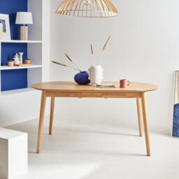 Sweeek - 6 To 8-Seater Extendable Oval Dining Table Natural 160X90X75 Cm - Lisa