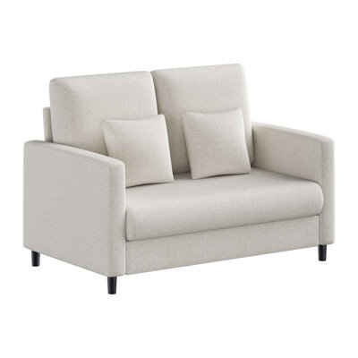 2 Seater Sofa Modern Sofa Couch Loveseat With Thicken Cushions, Beige, (W)132Cm (D)78Cm (H)87Cm - image 1