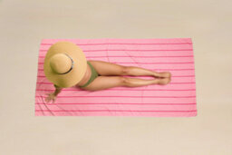 Gaveno Cavailia 1Pk Beach Towel Pin Stripe Sand Free 100X200 Pink - thumbnail 5