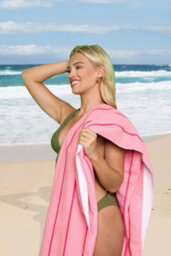 Gaveno Cavailia 1Pk Beach Towel Pin Stripe Sand Free 100X200 Pink - thumbnail 4