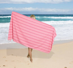 Gaveno Cavailia 1Pk Beach Towel Pin Stripe Sand Free 100X200 Pink - thumbnail 3